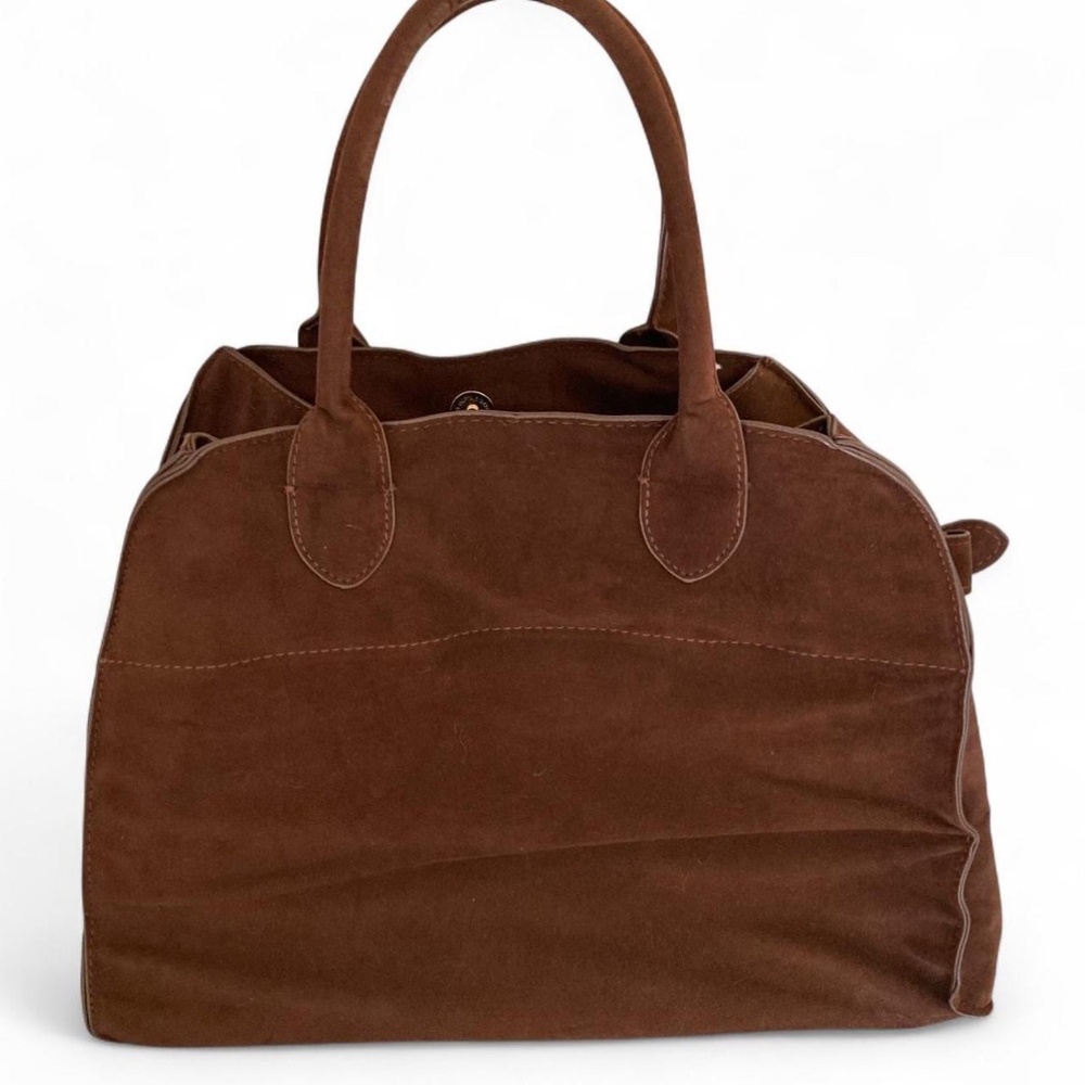 Brown Faux Suede Hand Bag